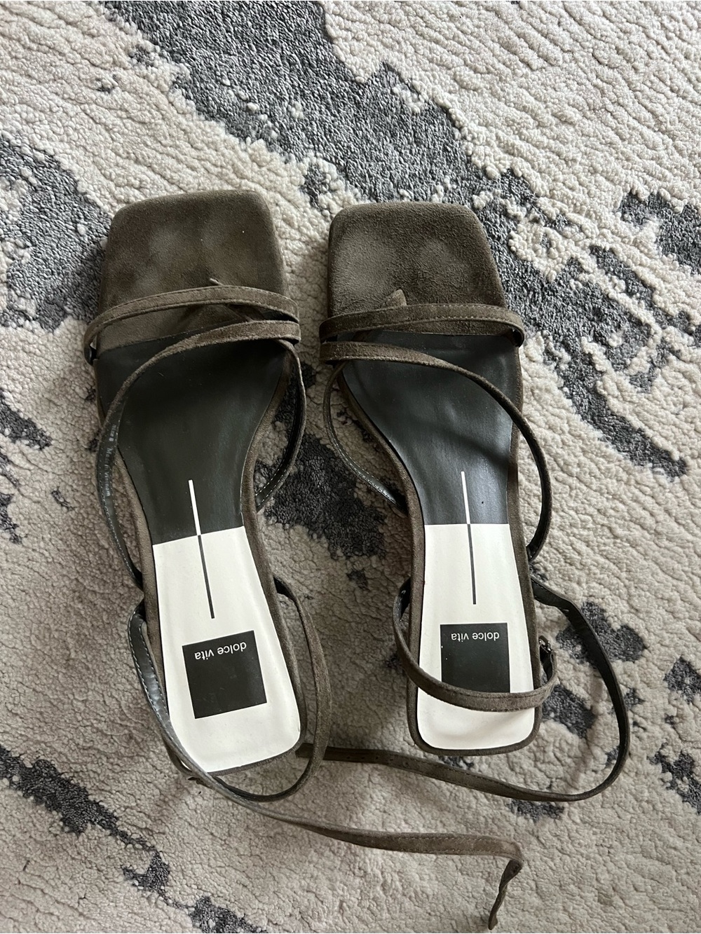 Dolce Vita Brown Suede Strappy Square-Toe Sandals